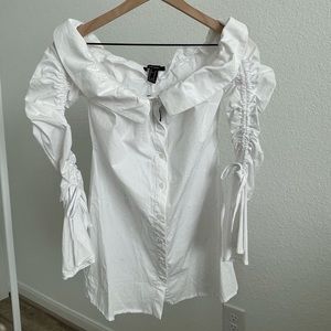 Forever 21 ruched bell sleeve dress